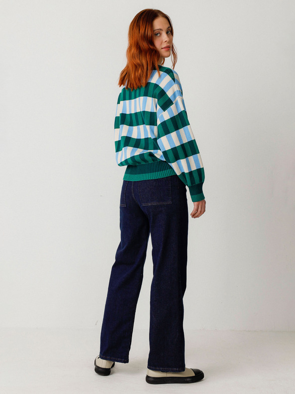 SKFK SKFK Suéter Larhun modro-zelena ženska karirasta jopa