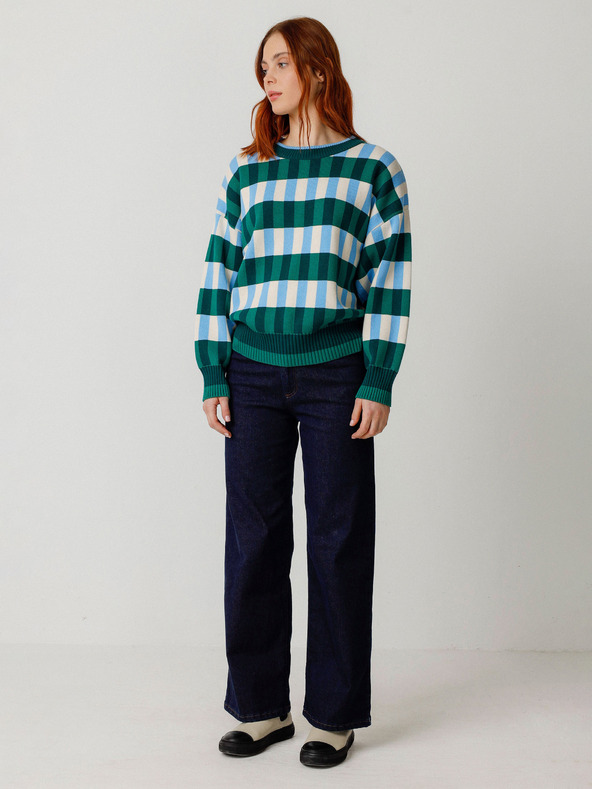 SKFK SKFK Suéter Larhun modro-zelena ženska karirasta jopa