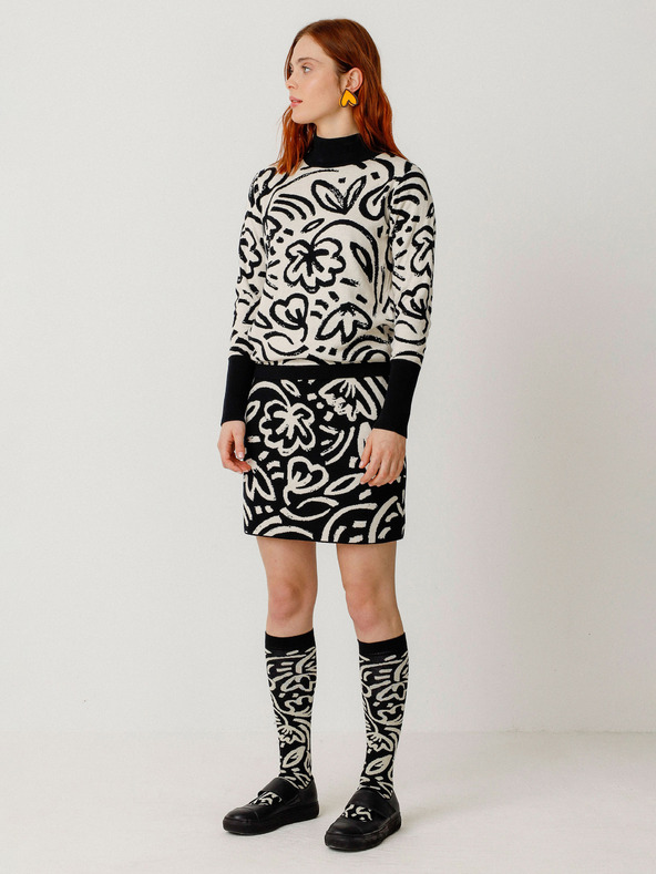 SKFK SKFK Suéter Dunixe Ženski črno-krmni cvetlični pulover