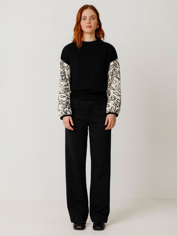 SKFK SKFK Suéter Aitza krem in črna ženski pulover