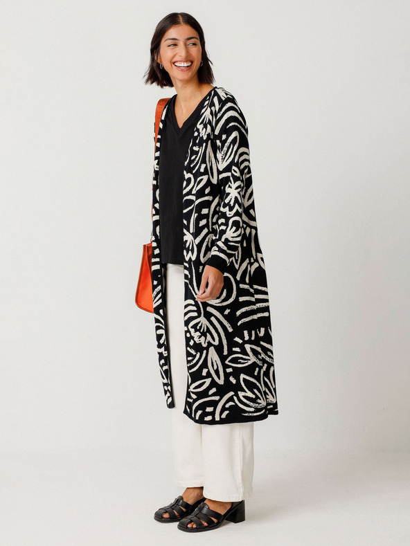 SKFK SKFK Suéter Kasandra Krem in črna ženska jopica s cvetličnim vzorcem