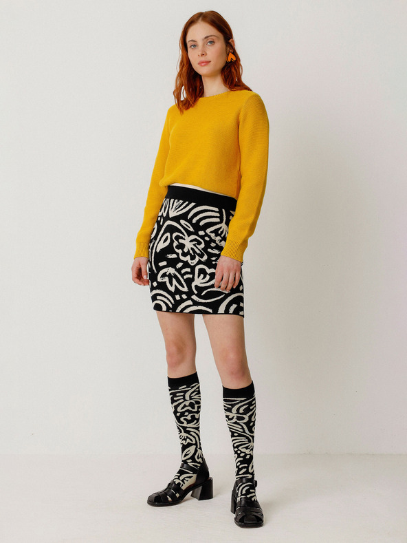 SKFK SKFK Falda Karia Krem in črna ženska cvetlična krilo