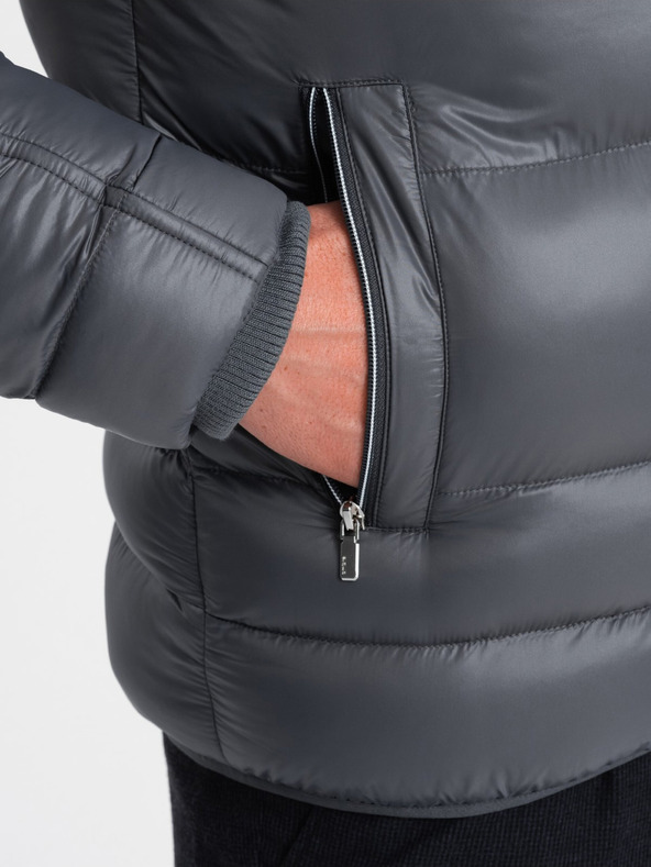 Ombre Clothing Siva moška prešita zimska jakna Ombre Oblačila