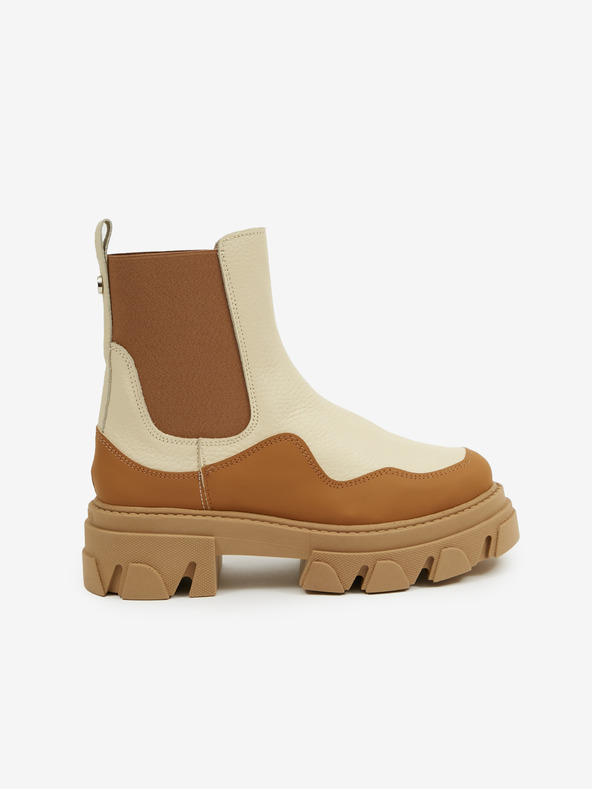 Steve Madden Rjavi in bež ženski usnjeni gležnjarji Steve Madden Merilyn