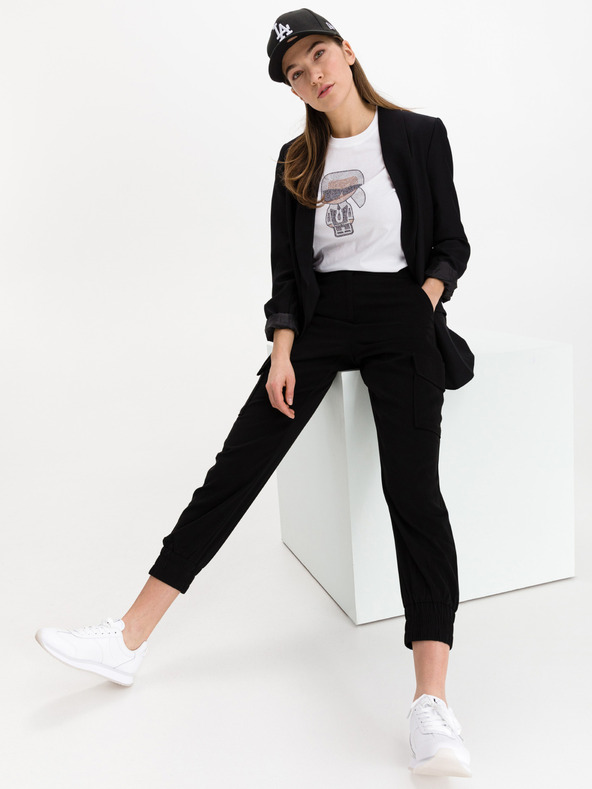 Karl Lagerfeld Bela ženska majica z vzorcem KARL LAGERFELD