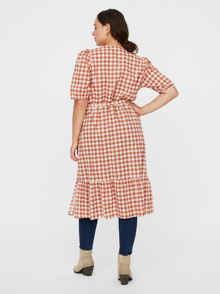 Vero Moda Curve Rjava karirasta obleka VERO MODA CURVE Tamitta