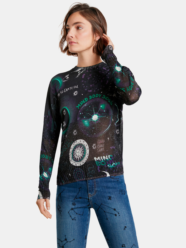 Desigual Črn Desigual ženski pulover z vzorcem Toronto