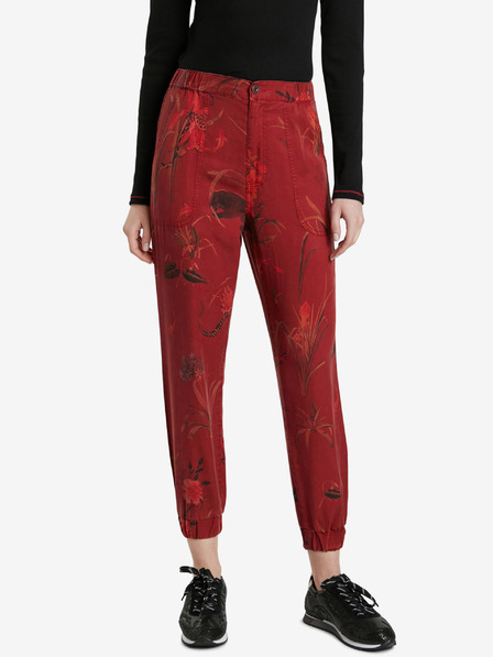Desigual Rdeče ženske hlače Desigual Cmotiger z vzorčastim krojem