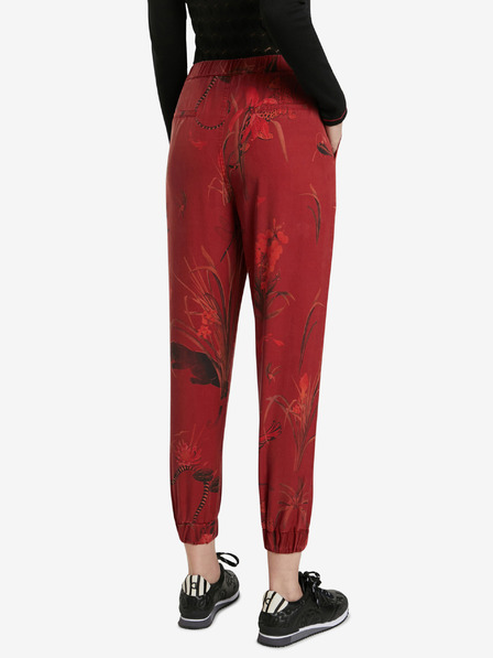 Desigual Rdeče ženske hlače Desigual Cmotiger z vzorčastim krojem