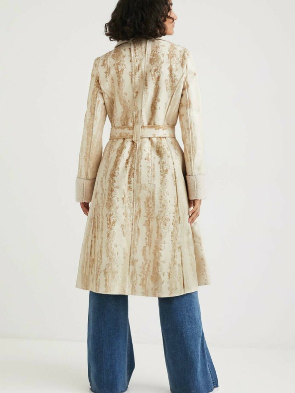 Desigual Bež ženski plašč Desigual Marvelous z vzorcem
