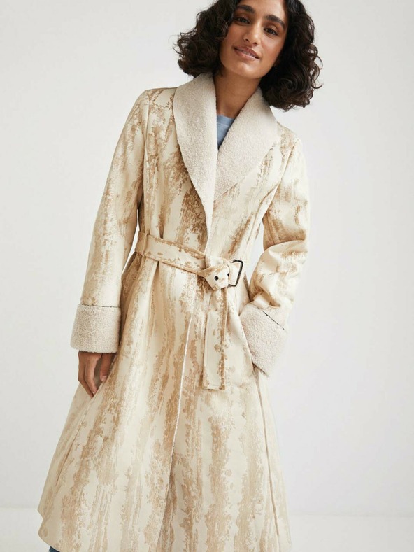 Desigual Bež ženski plašč Desigual Marvelous z vzorcem