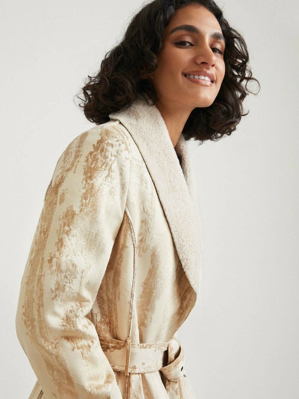 Desigual Bež ženski plašč Desigual Marvelous z vzorcem