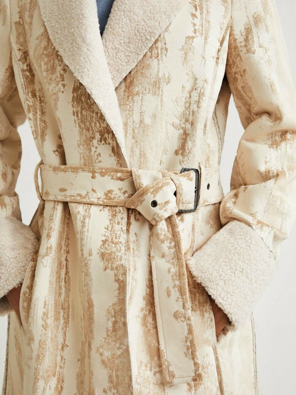 Desigual Bež ženski plašč Desigual Marvelous z vzorcem