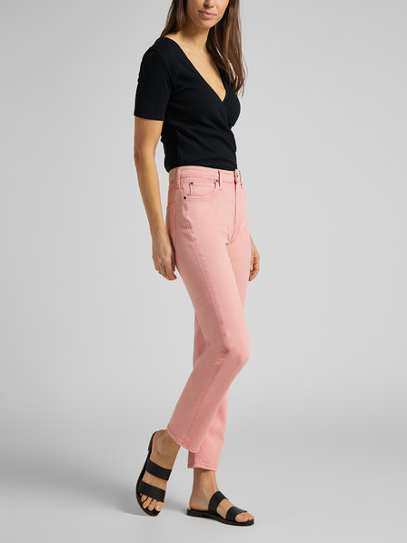 Lee Rožnate ženske kavbojke Lee Carol Straight Fit Jeans