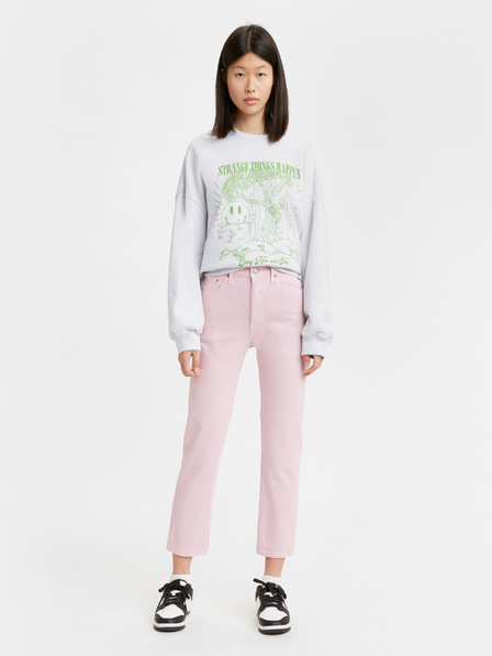 Levi's® Rožnate ženske straight fit kavbojke Levi's® 501 Crop Dark Lilac