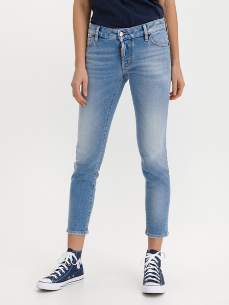 DSQUARED2 Modre ženske kavbojke ozkega kroja DSQUARED2 Jennifer Cropped