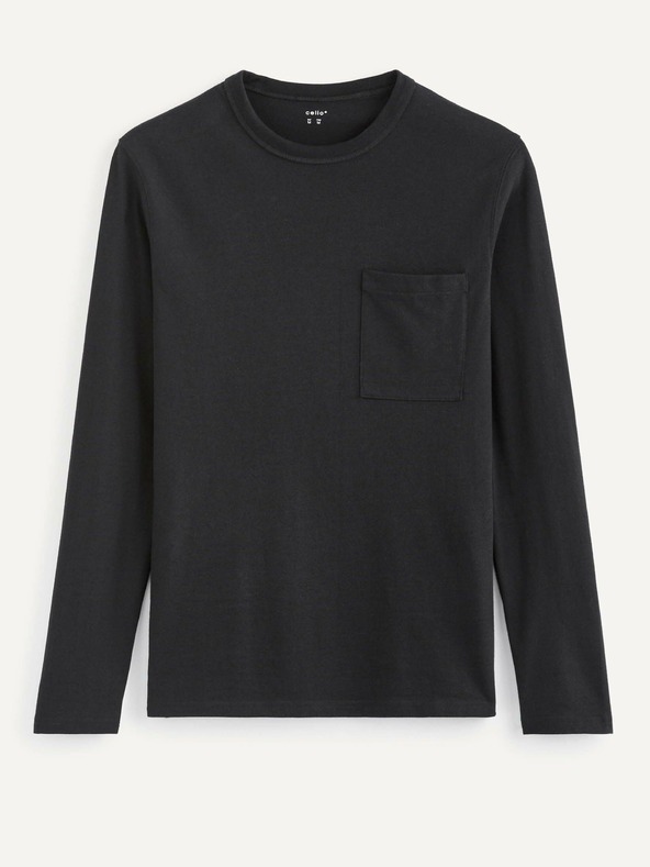 Celio Črna moška osnovna majica z žepi Celio