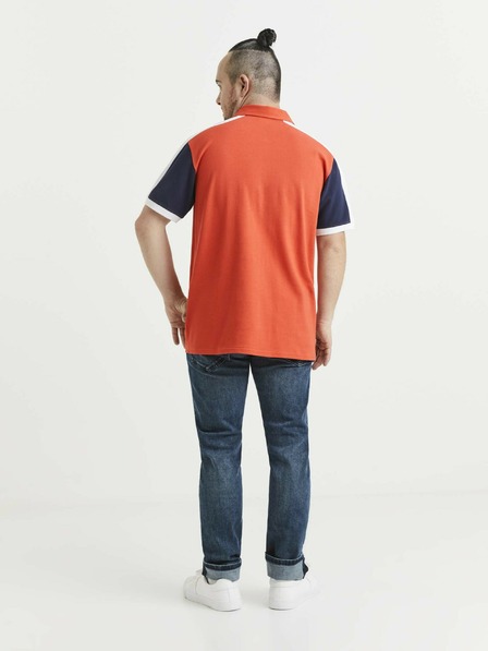 Celio Modra in oranžna moška polo majica Celio