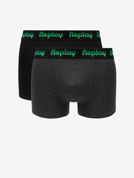 Replay Komplet dveh boksarskih hlač v črni in sivi barvi Replay