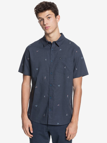 Quiksilver Temno modra moška vzorčasta majica s kratkimi rokavi Quiksilver