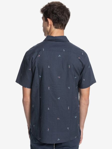Quiksilver Temno modra moška vzorčasta majica s kratkimi rokavi Quiksilver