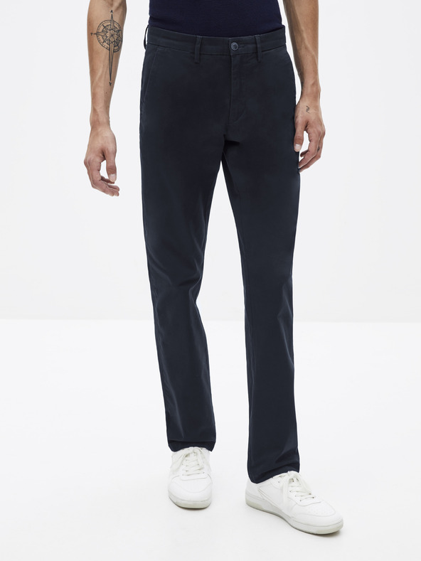 Celio Temno modre chino hlače Celio Pobelt