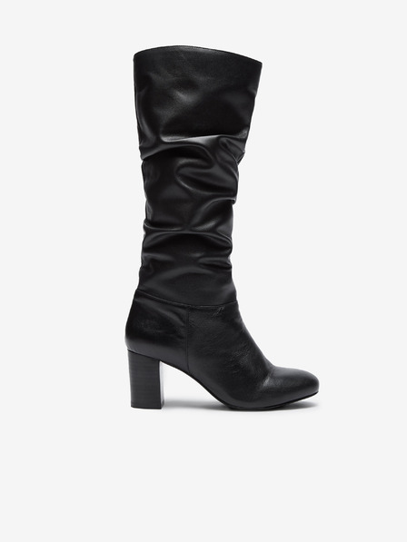 Dorothy Perkins Črni usnjeni škornji Dorothy Perkins