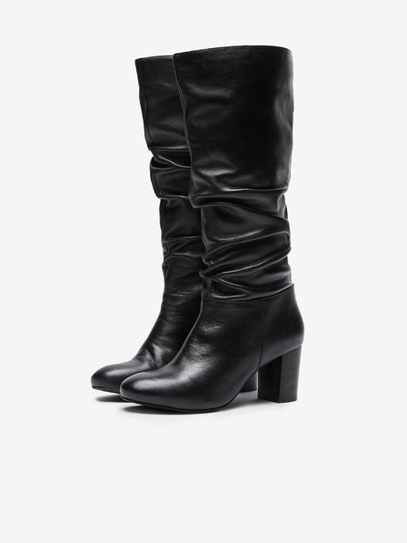 Dorothy Perkins Črni usnjeni škornji Dorothy Perkins