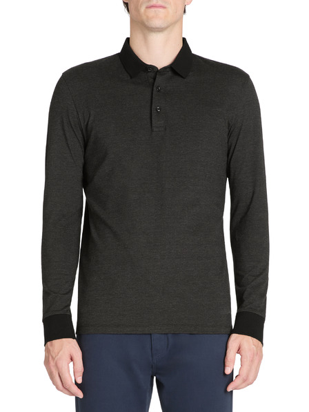 Celio Črna moška polo majica z dolgimi rokavi Celio Jeshintano