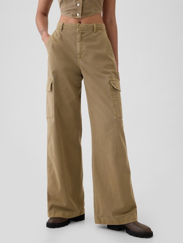 GAP Hlače z žepi Baggy Khaki Cargo GAP