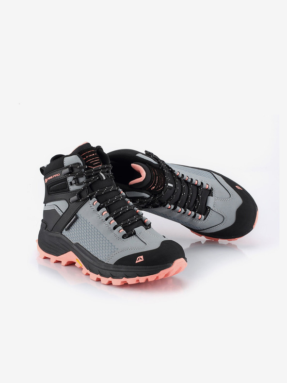 ALPINE PRO Črni in sivi ženski škornji za na prostem z membrano PTX ALPINE PRO Kneiffe