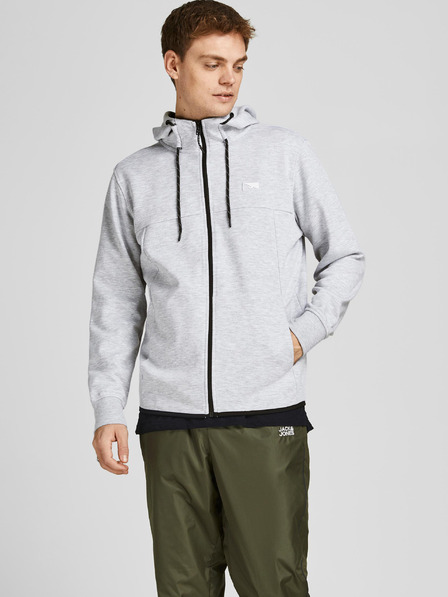 Jack & Jones Svetlo siva moška jopa Jack & Jones Air s kapuco z zadrgo