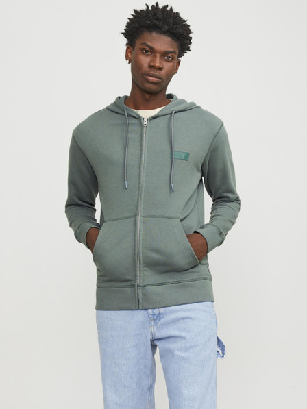 Jack & Jones Zelena moška jopica Jack & Jones Faded Zip Hoodie