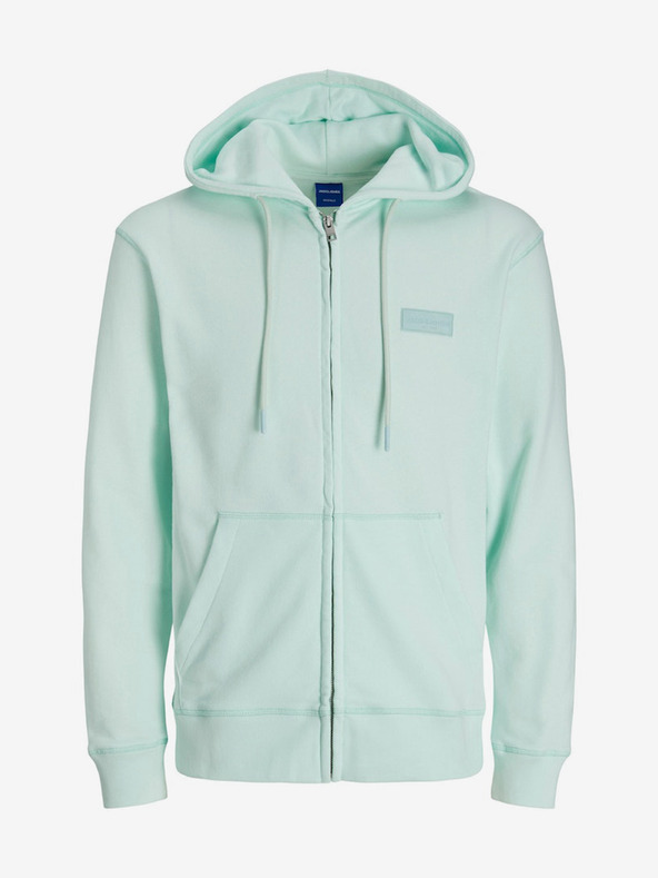 Jack & Jones Svetlo zelena moška jopa z zadrgo Jack & Jones Faded s kapuco