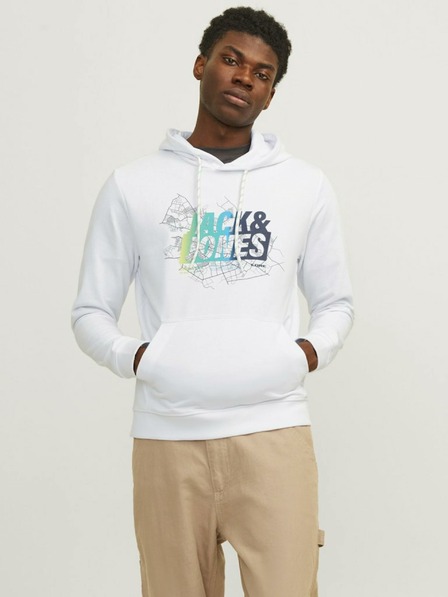 Jack & Jones White Moška jopa s kapuco Jack & Jones Map