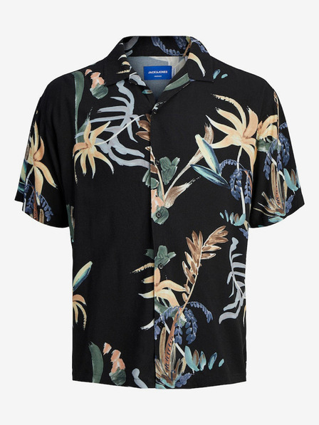 Jack & Jones Črna moška srajca s kratkimi rokavi Jack & Jones Luke