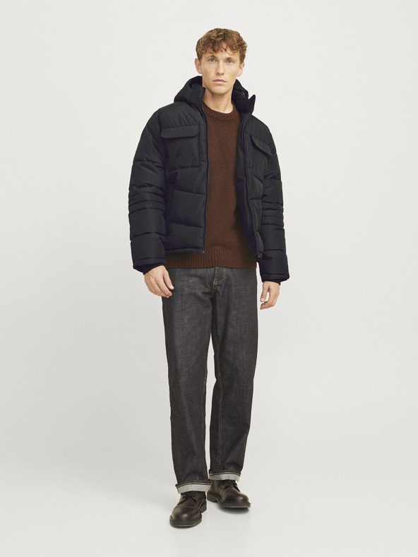 Jack & Jones Črna moška jopica Jack & Jones Build Quilted Jacket