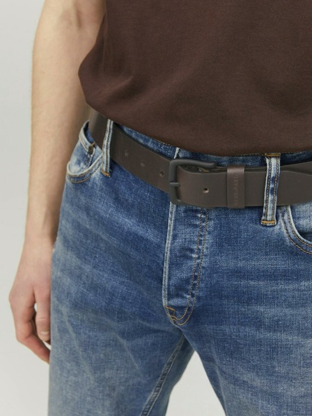 Jack & Jones Temno rjav moški usnjeni pas Jack & Jones Roma