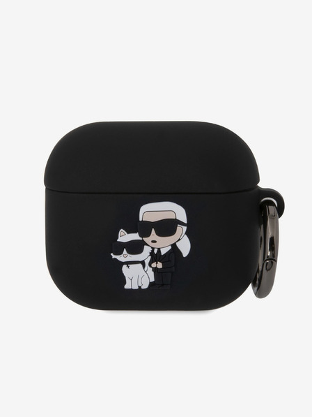 Karl Lagerfeld 3D logotip NFT Karl and Choupette Silikonski ovitek za AirPods 3 Black Karl Lagerfeld