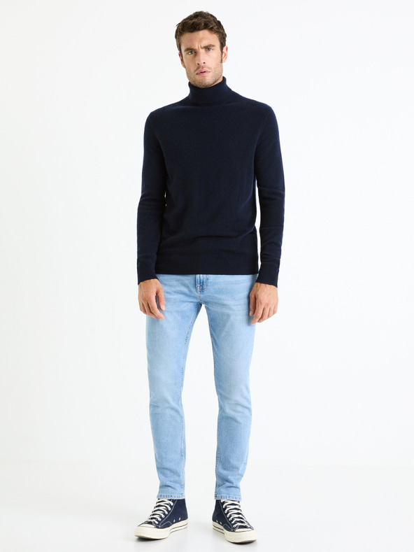Celio Temno modra moška jopa z rolojem iz kašmirja Celio Jehigh