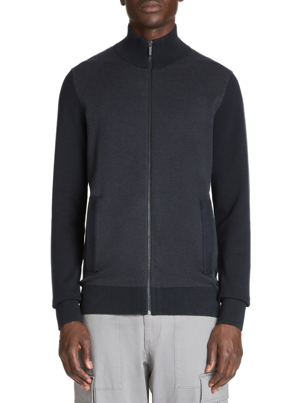 Celio Temno modra moška jopica z zadrgo Celio Jusnow slim