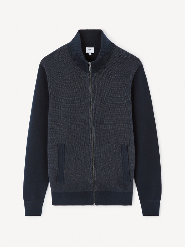 Celio Temno modra moška jopica z zadrgo Celio Jusnow slim