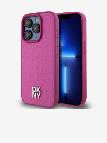 DKNY PU Leather Repeat Pattern Stack Logo Magsafe Back Cover za iPhone 15 Pro Max Pink DKNY