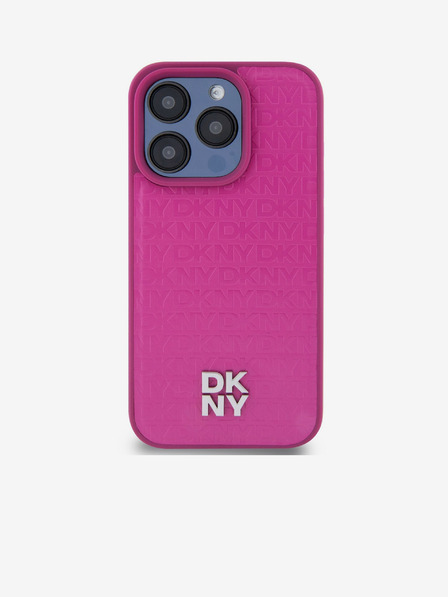 DKNY PU Leather Repeat Pattern Stack Logo Magsafe Back Cover za iPhone 15 Pro Max Pink DKNY