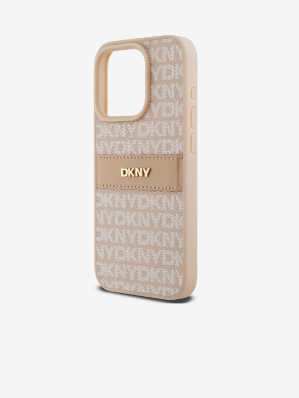 DKNY PU Leather Repeat Pattern Tonal Stripe Back Cover za iPhone 15 Pro Pink DKNY