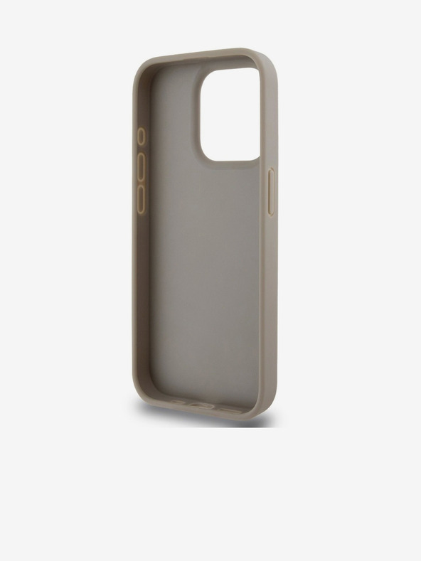 DKNY PU Usnje Checkered Pattern and Stripe Back Cover za iPhone 14 Pro Beige DKNY