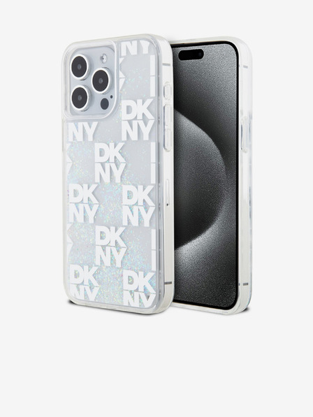DKNY Tekoče bleščice s kvačkanim vzorcem za iPhone 15 Pro Max Transparent DKNY