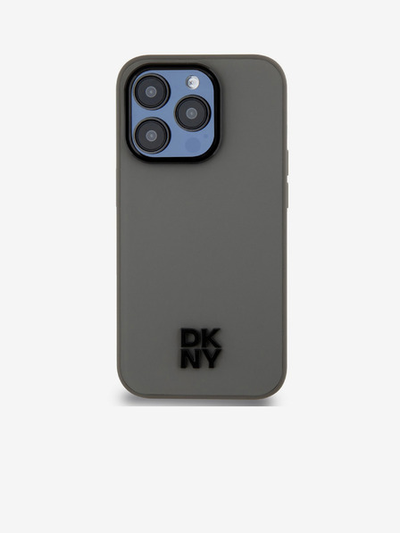 DKNY PU usnje z logotipom Magsafe hrbtni ovitek za iPhone 15 Pro siv DKNY
