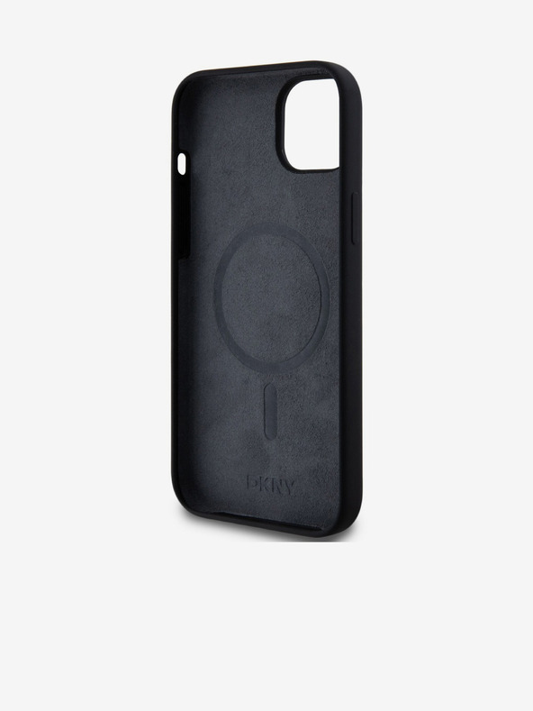 DKNY Tekoči silikonski logotip MagSafe za iPhone 15 Plus črn DKNY
