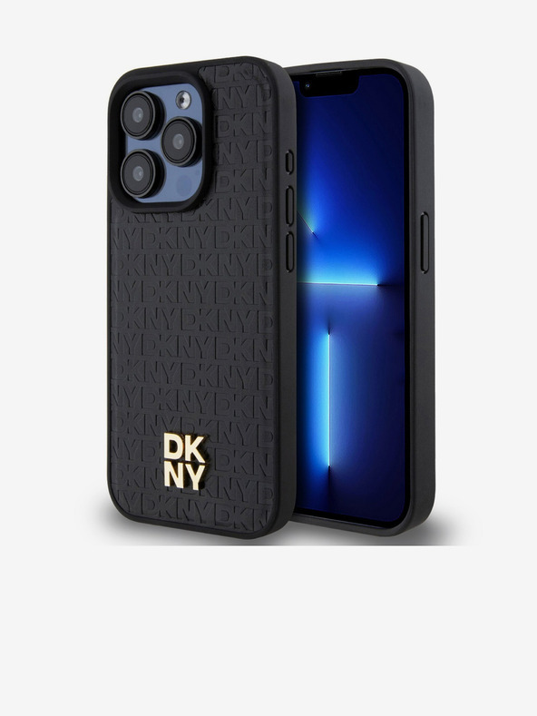 DKNY PU Leather Repeat Pattern Stack Logo Magsafe Back Cover za iPhone 14 Pro Max Black DKNY